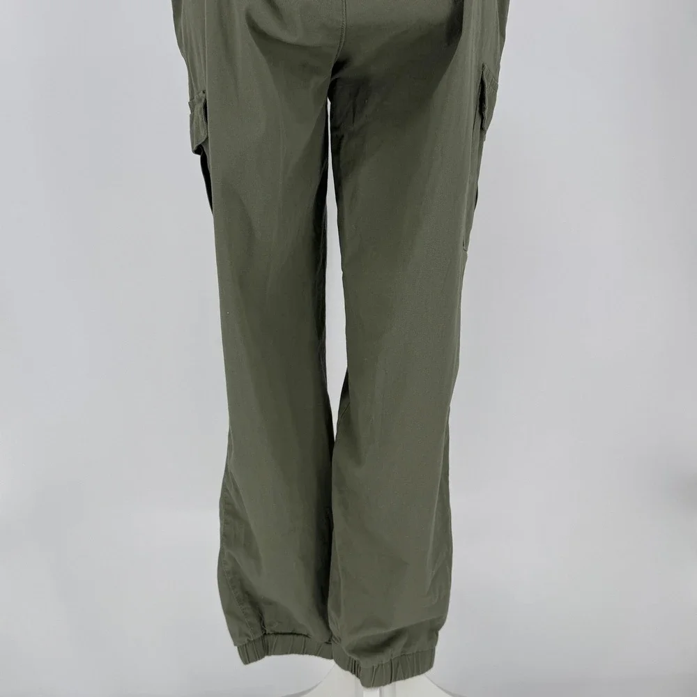 Cali1850 Cargo Jogger Pants Womens 9 Green Cotton Suspenders Gorpcore Utility